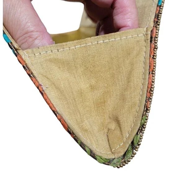 Vintage Handcrafted Multicolor Beaded Handle Clutch Purse With Floral & Geometri - Picture 7 of 7